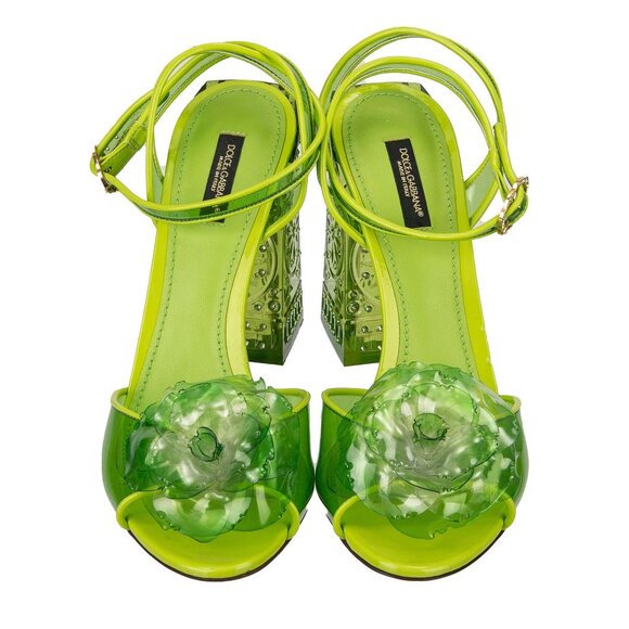Dolce & Gabbana - Cinderella Transparent Crystal Pumps Sandals KEIRA Green 40 10 - Picture 2 of 5